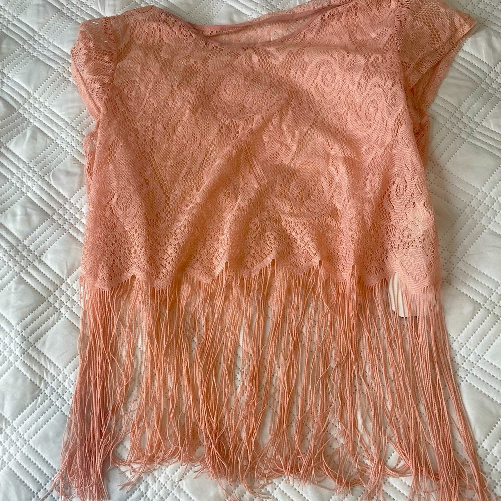 Lace shirt with tassel strings